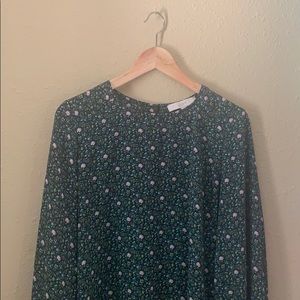 Loft forest green floral blouse
